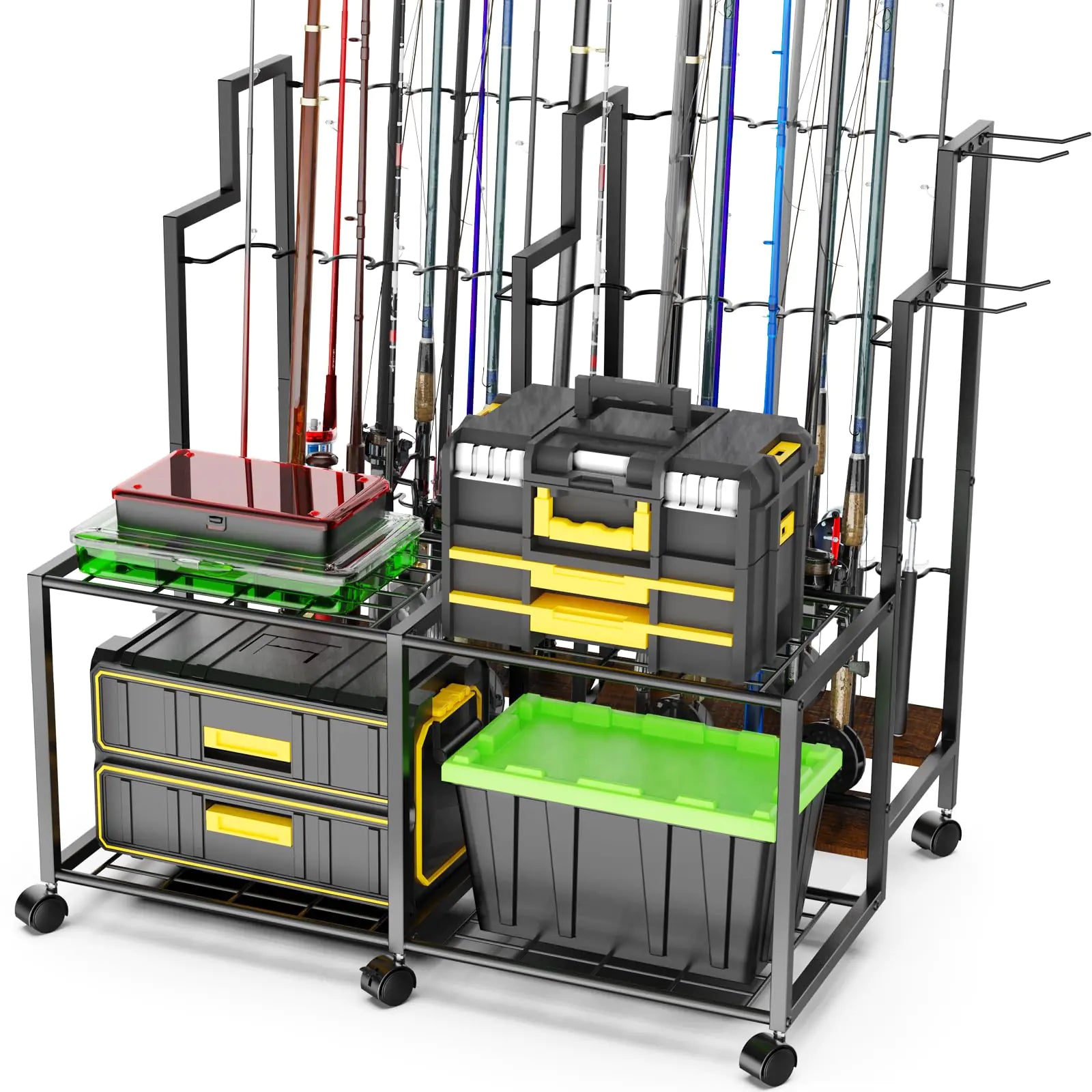 Miratino Fishing Rod Holders for Garage 24 Rods Large-Capacity Fishing Pole Holders for Garage Fishing Rod Tackle Organizer for Garage Home